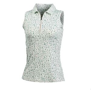 Women’s LARGE NWT Adair Green and white  Floral Golf Active Tank Top Sleeveless